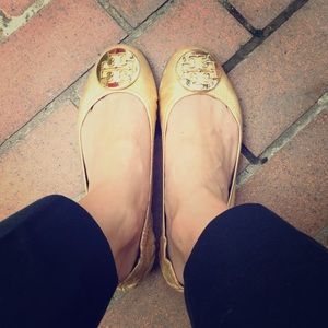 Gold Tory Burch Flats