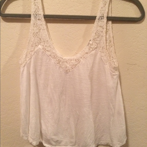 White lace-accent tank