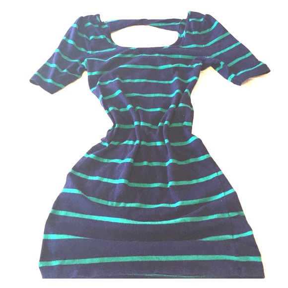 Blue and Green striped mini dress.