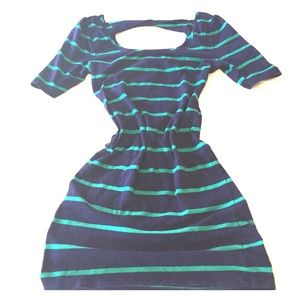 Blue and Green striped mini dress.