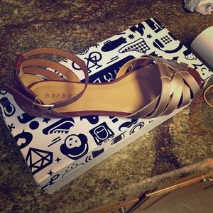 Bamboo Rose Gold & Tan Sandals - size 6