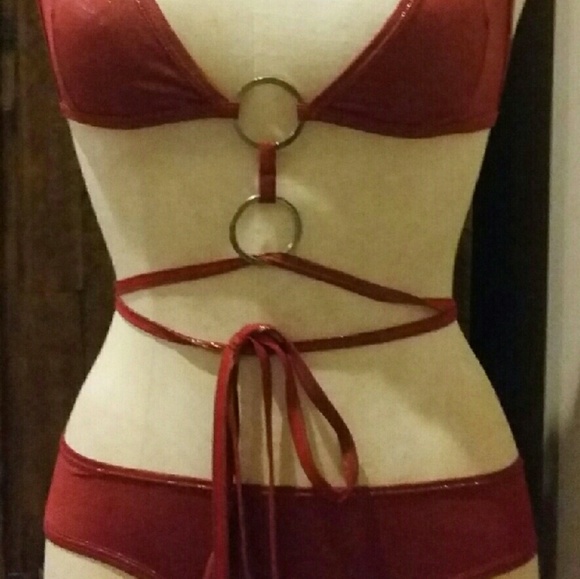 SUPER SEXY SPARKLY RED WRAP BIKINI