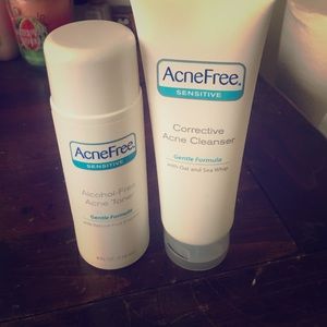 Acne fee acne toner & corrective acne cleanser 😉