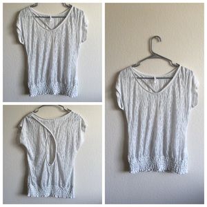 White Shimmer Back Keyhole Top