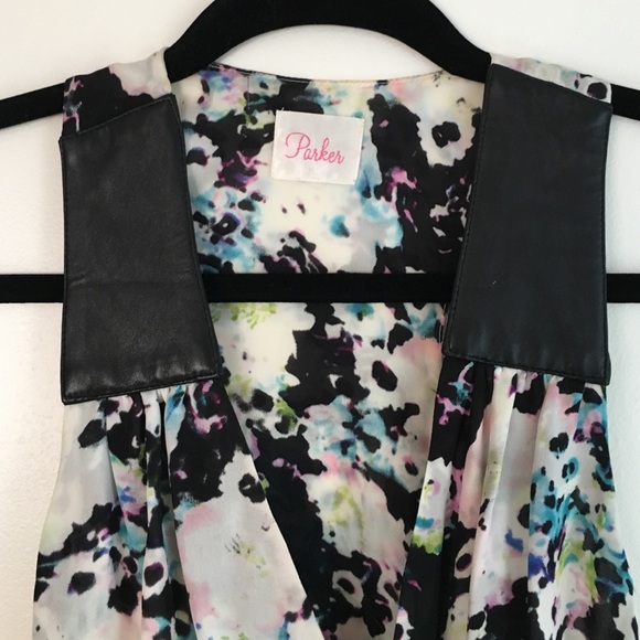 Parker floral print wrap dress with leather detail - Picture 2 of 4