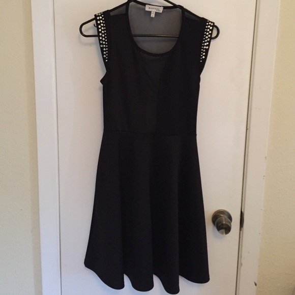 Black Beaded Mini Black Dress