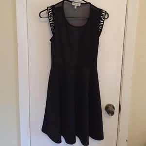 Black Beaded Mini Black Dress