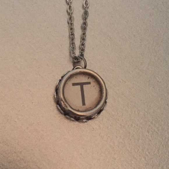 Vintage letter T typewriter necklace