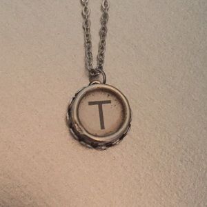 Vintage letter T typewriter necklace