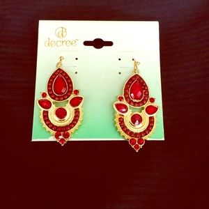 Sparkly Red & Gold Earrings