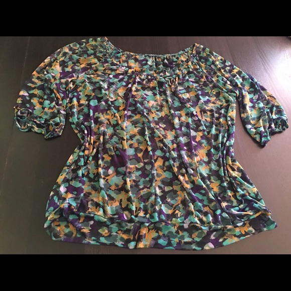 Lane Bryant Tops - Multicolor Sheer 3/4 sleeve Blouse