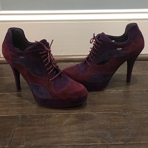 Stuart Weitzman Suede Platform Oxford Heels.