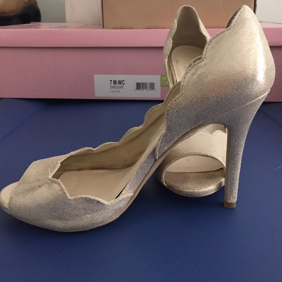 David's Bridal gold shoes