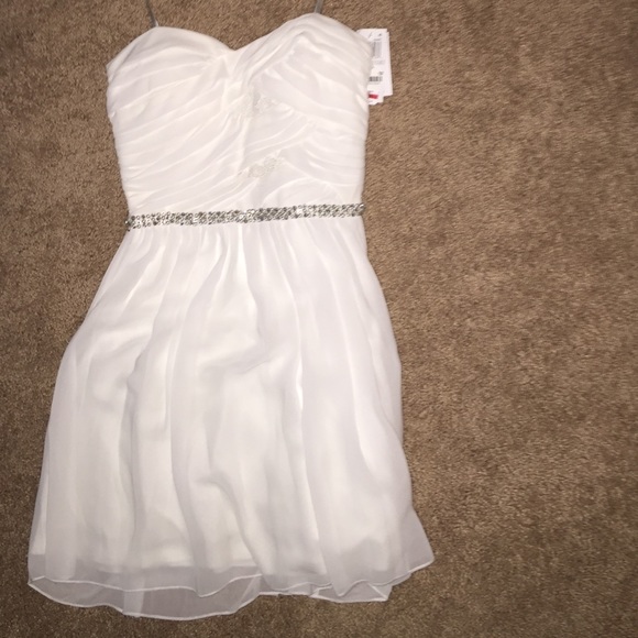 White Strapless Homecoming Dress