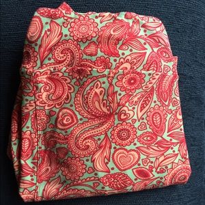 Mint Peach Paisley Lularoe TC Leggings NWOT