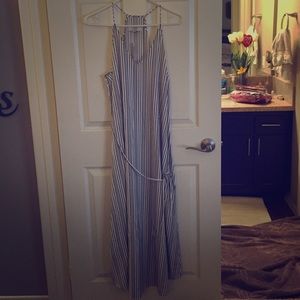 Black and cream vertical striped dress