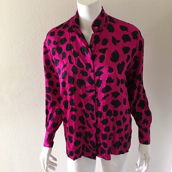 St. John Tops - St. John Silk Animal Print Button-Down Top #091-6