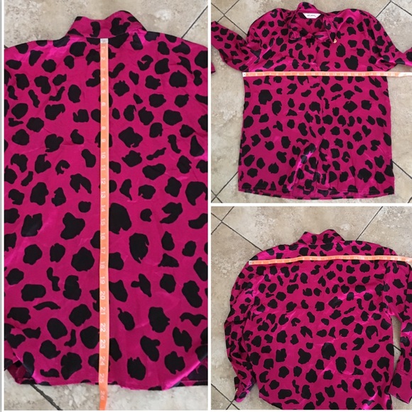 St. John Silk Animal Print Button-Down Top #091-6 - Picture 4 of 4