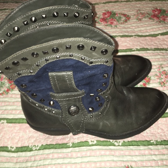 Cowgirl boots navy blue and pewter
