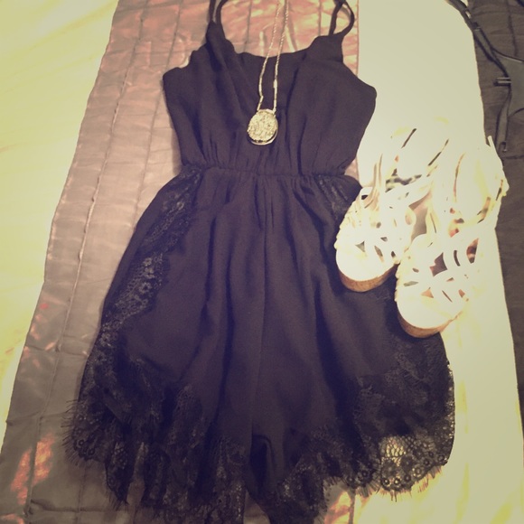 Black lace romper