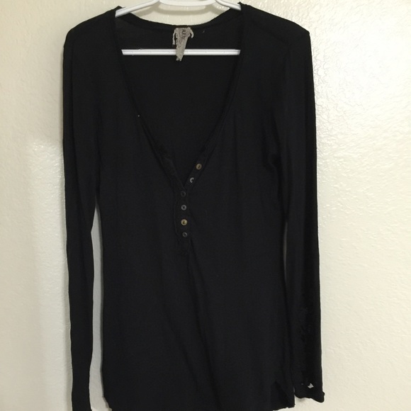 Free people crochet sleeve shirt