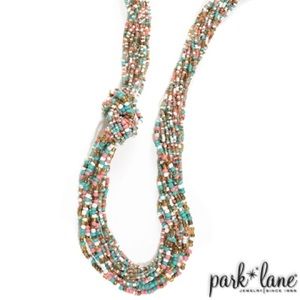 Bohemian Turquoise, Peach, Gold Beaded Necklace