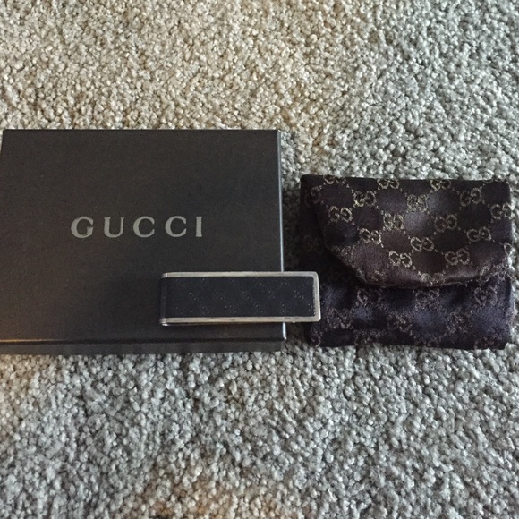 Gucci Money Clip 925 Sterling Silver and leather.