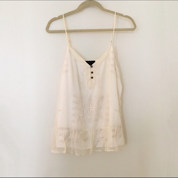 Cynthia Vincent White Ruffle Tank Top {NWT!}
