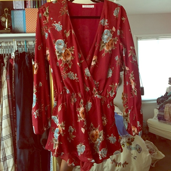 Red printed Romper