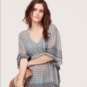 LOFT scarf print caftan swim coverup