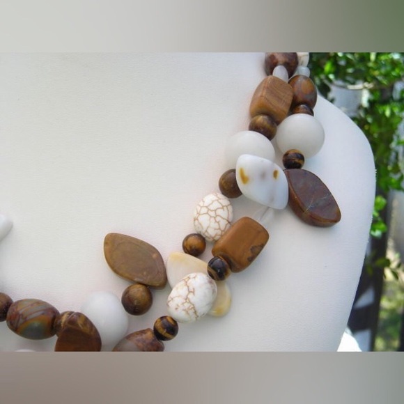 Natural Gemstone Statement Necklace - image 3