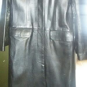 Knee length leather coat