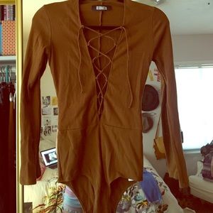 Reformation lace up bodysuit