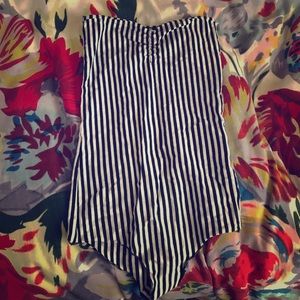 American Apparel Black and white striped bodysuit.