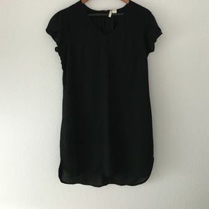 Black flutter sleeve shift dress