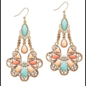 Kirsten Peach and Mint Gold Chandelier Earrings