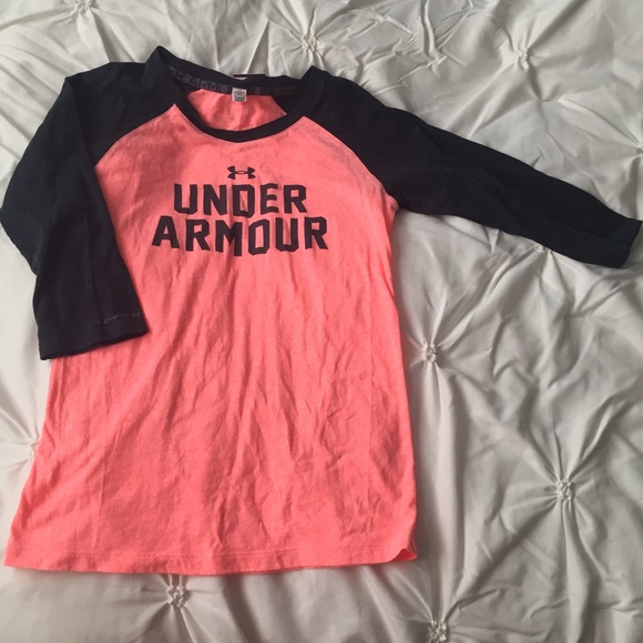 Under Armour Tops - Under Armour Baseball Tee Pink and Gray