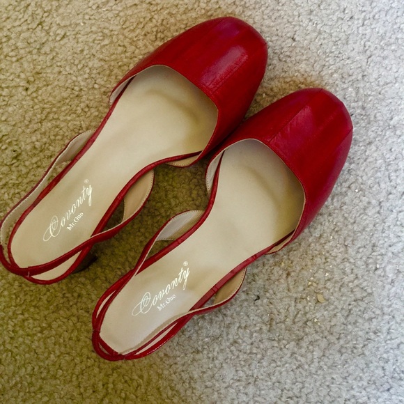 brand new Eel leather slingback dark red