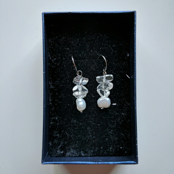 Crystal and pearl earrings