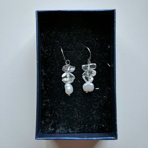 Crystal and pearl earrings