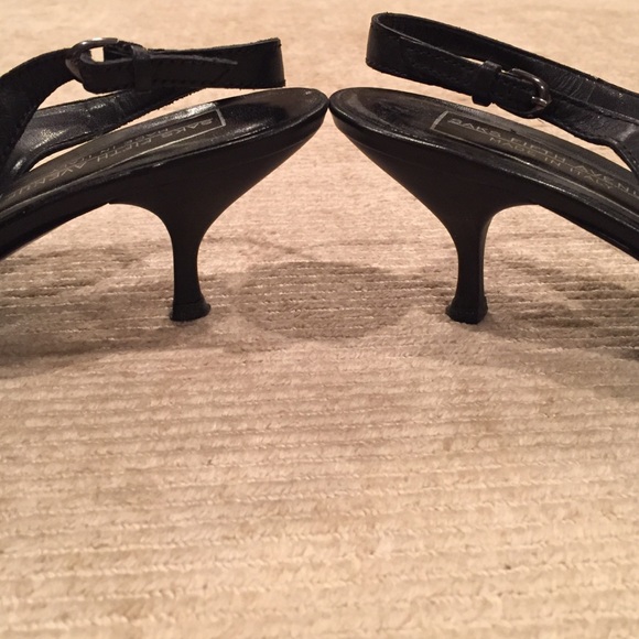 BLACK HEELS -BLACK TWEED WITH BKACK LEATHER STRAPS - Picture 3 of 4