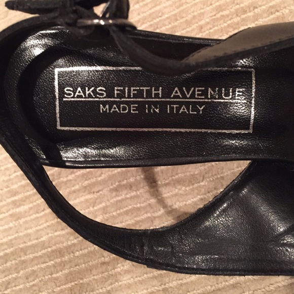 BLACK HEELS -BLACK TWEED WITH BKACK LEATHER STRAPS - Picture 4 of 4