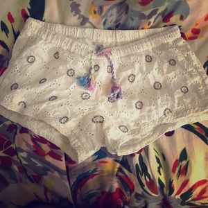 Urban Outfitters white lace detailed shorts