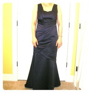 David's Bridal Plum Satin Bridesmaid Dress