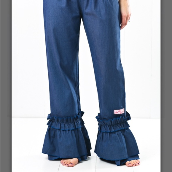 Ladies Ruffle Girl Triple Ruffle Denim Pants