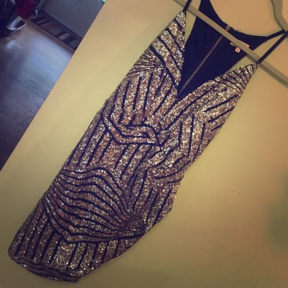 Silver and black sequence dress