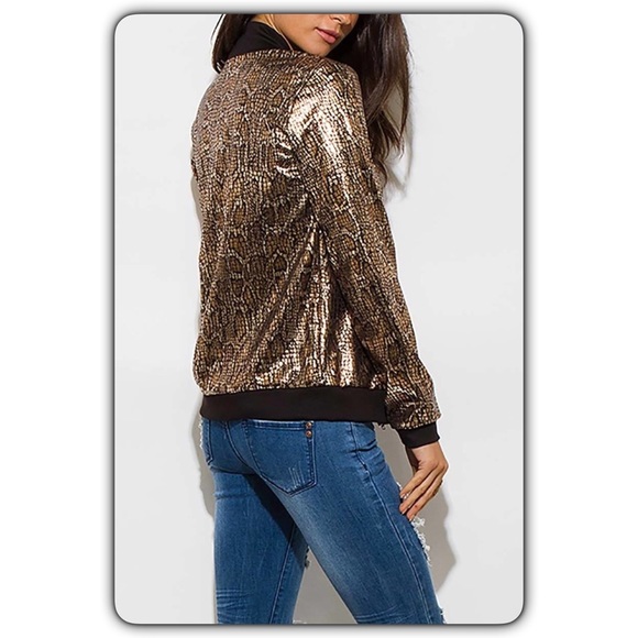 Metallic Snake Print Bomber - Picture 2 of 4