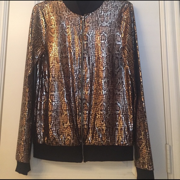 Metallic Snake Print Bomber - Picture 4 of 4