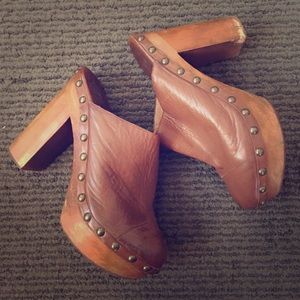 Brown high heeled Mules