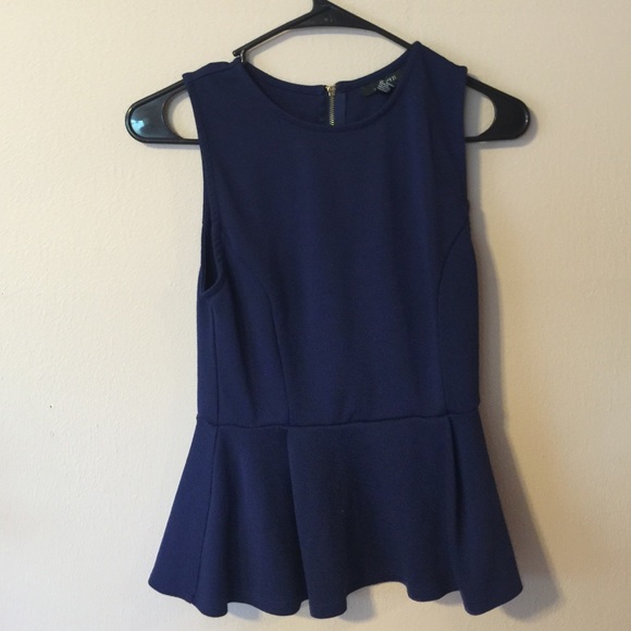 Navy Sleeveless Peplum Top